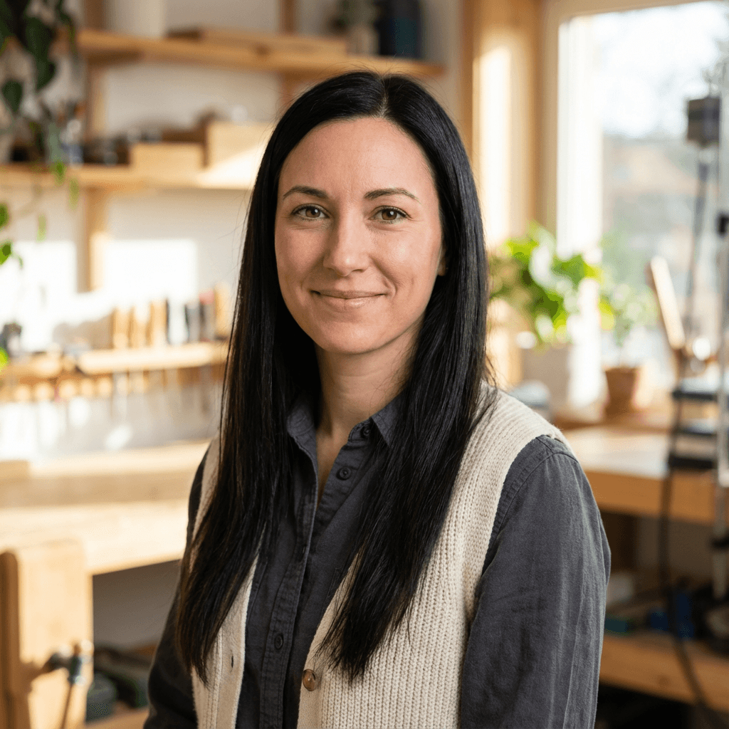 Sarah Thompson, boutique owner, in her furniture store