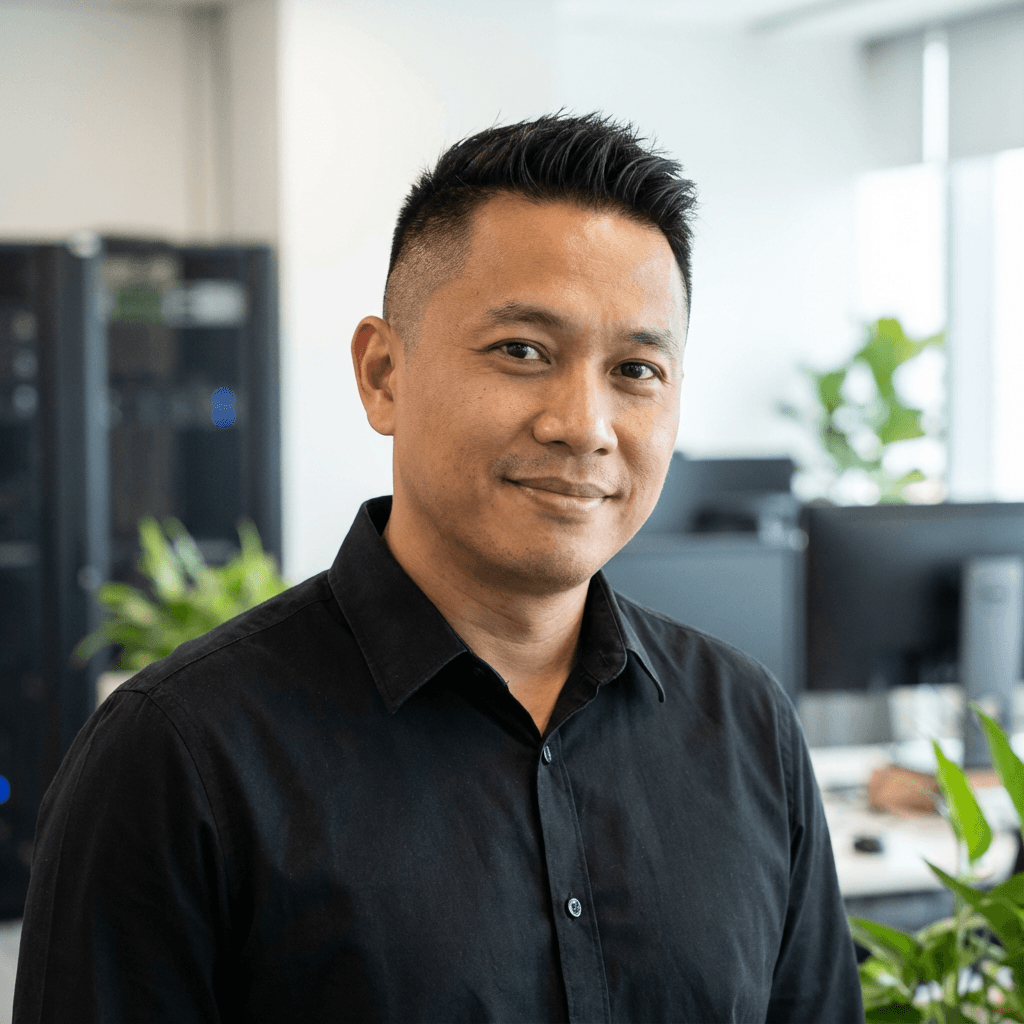Male logistics client in his early 40s in an office setting