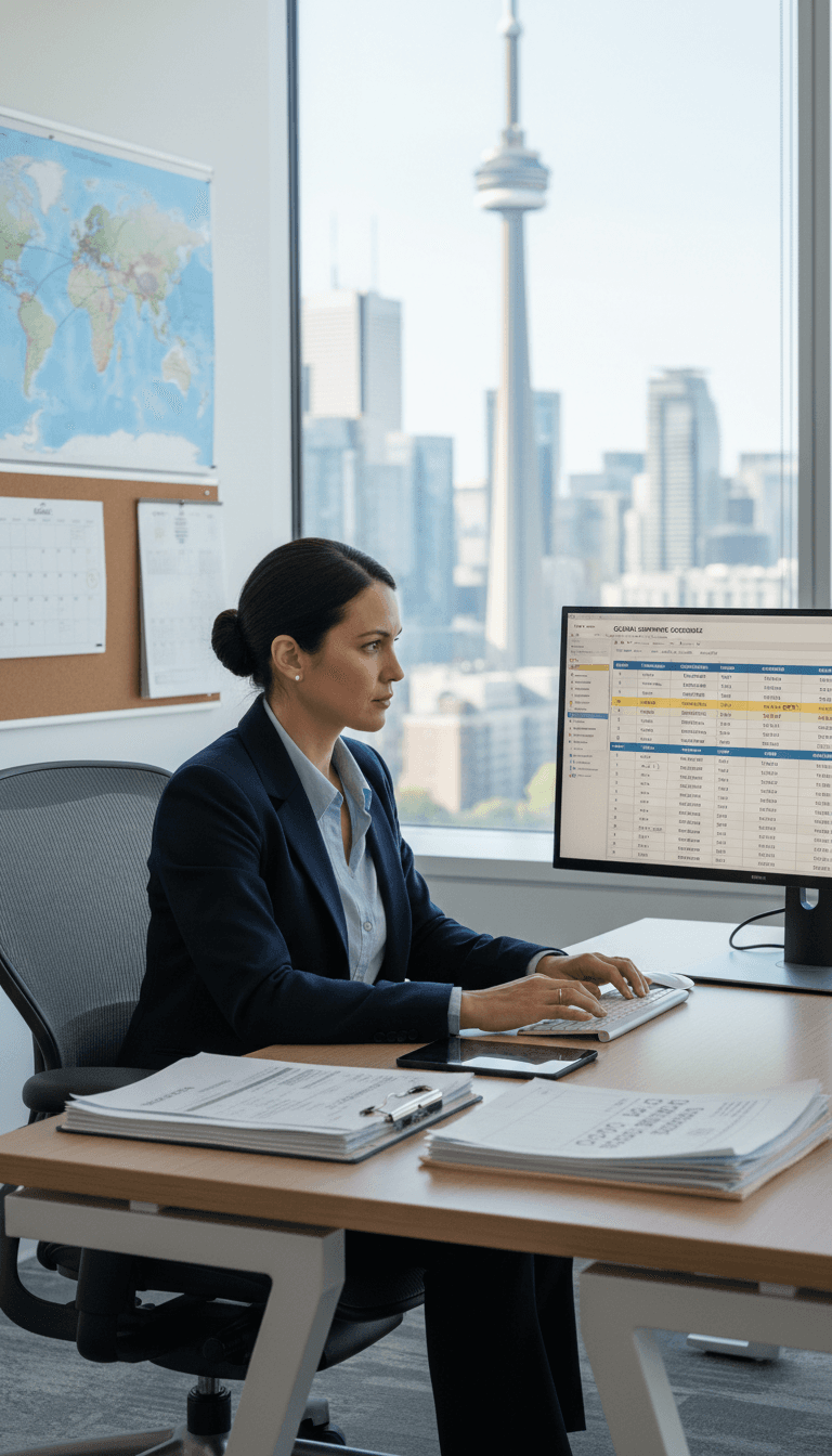 Logistics coordinator reviewing shipment schedule